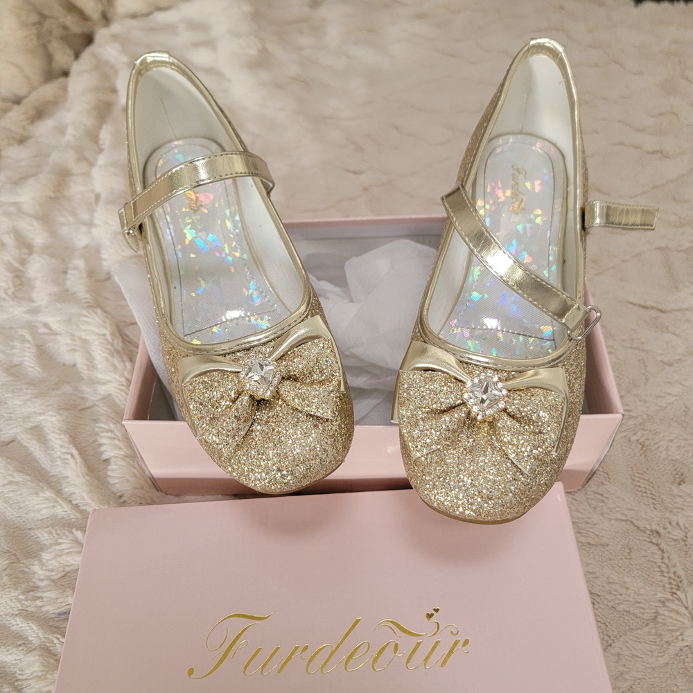 Gold Glitter Girls Shoes